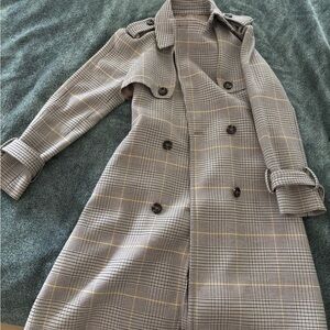 Like New Plaid Trench Coat